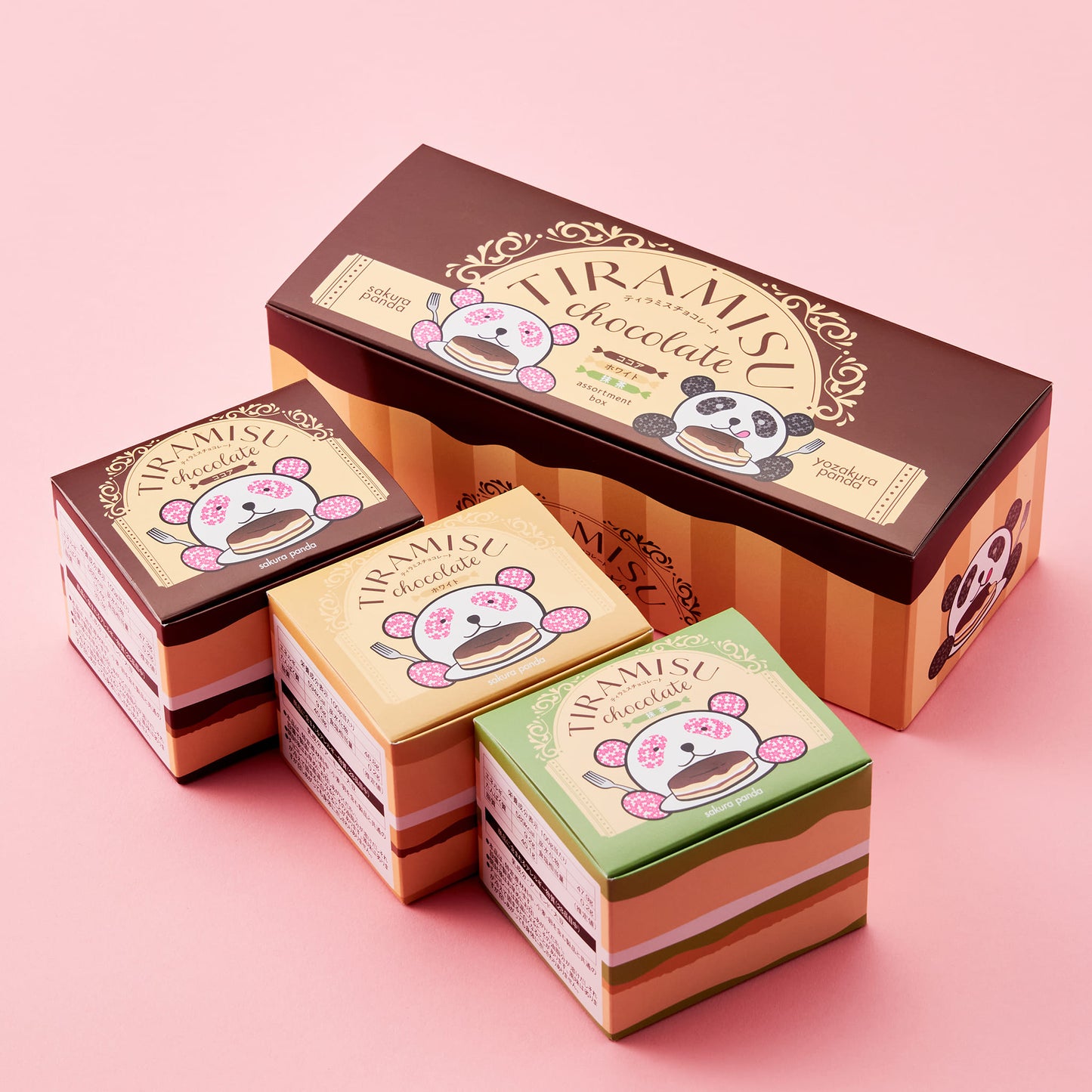 さくらパンダ ティラミスチョコ 3フレーバーセット(ココア・抹茶・ホワイト)大紙袋付