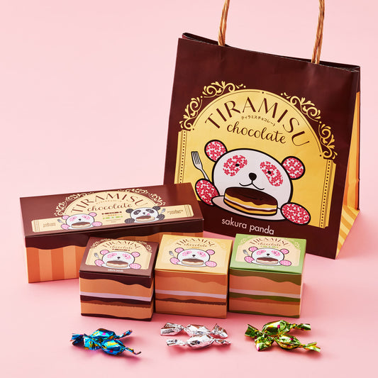 さくらパンダ ティラミスチョコ 3フレーバーセット（ココア・抹茶・ホワイト）大紙袋付