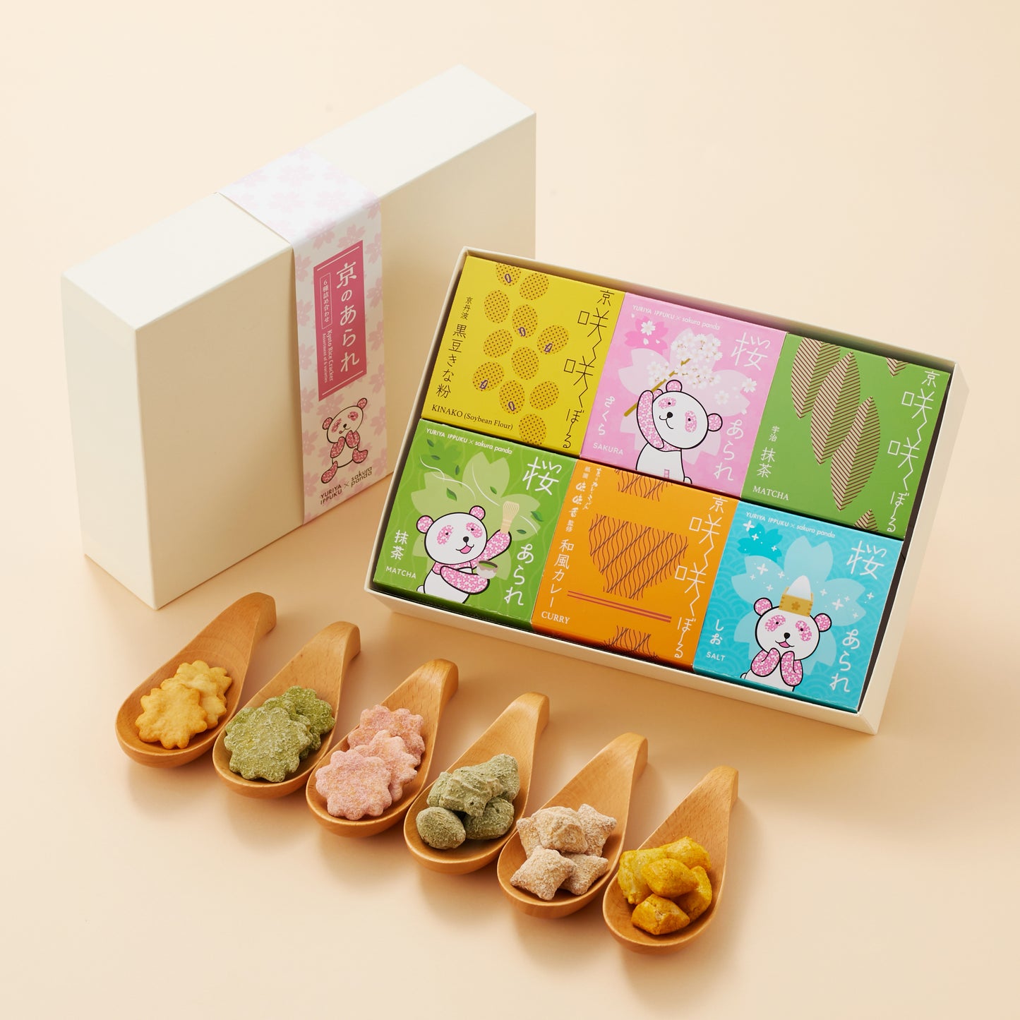 さくらパンダ 京のあられ６種詰合せセット 紙袋付